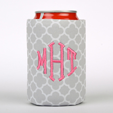 Grey Clover Embroidery Personalized Can Cooler