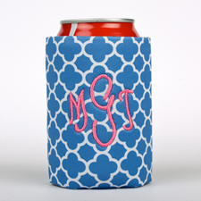Royal Blue Clover Embroidery Personalized Can Cooler