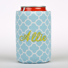 Aqua Clover Embroidery Personalized Can Cooler