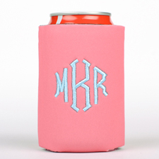 Pink Monogrammed Personalized Embroidered Can Cooler