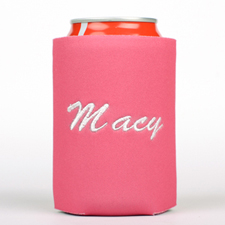 Hot Pink Monogrammed Personalized Embroidered Can Cooler