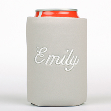 Grey Monogrammed Personalized Embroidered Can Cooler