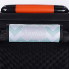 Mint Chevron Grey Personalized Luggage Handle Wrap