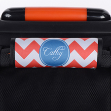 Red Chevron Blue Personalized Luggage Handle Wrap