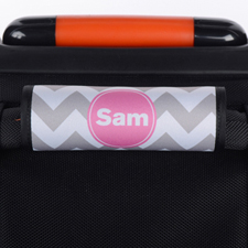 Grey Chevron Pink Personalized Luggage Handle Wrap
