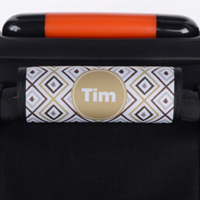 Brown Grey Ikat Personalized Luggage Handle Wrap