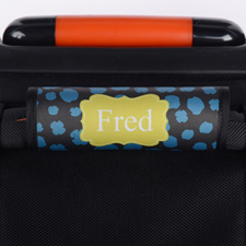 Blue Yellow Leopard Personalized Luggage Handle Wrap