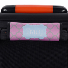 Pink Grey Clover Personalized Luggage Handle Wrap