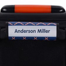 Blue Orange Quatrefoil Personalized Luggage Handle Wrap