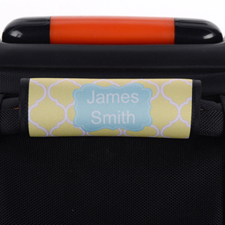 Yellow Quatrefoil Blue Personalized Luggage Handle Wrap
