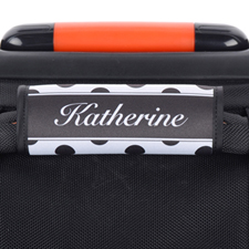 Black and White Polka Dot Personalized Luggage Handle Wrap