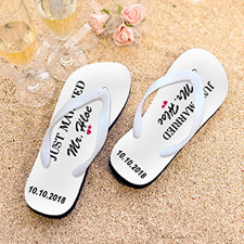 Just Married Personalized Flip Flops, Women Medium