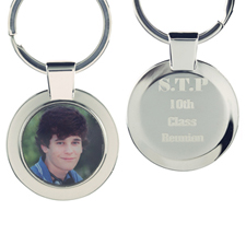 Personalized Photo And Engraved Back Metal Round Keychain