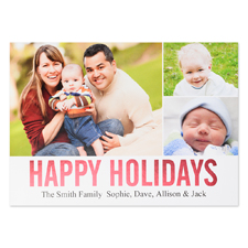 Three Collage Happy Holidays Red Foil Card