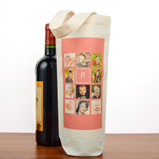 Hot Pink Collage Personalized Cotton Wine Tote