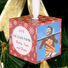 Snowflask Personalized Wooded Cube Ornament