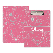 Pink Floral Personalized Clipboard
