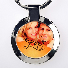 Love Personalised Photo Metal Keyring Round Small