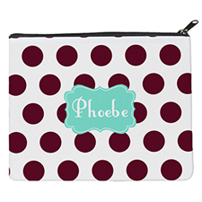 Plum Dot Mint Personalized 8X10 Cosmetic Bag