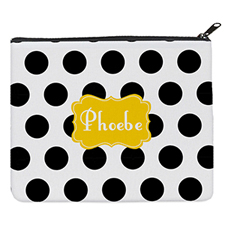 Black Dot Yellow Personalized 8X10 Cosmetic Bag