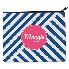 Navy Stripe Personalized 8X10 Cosmetic Bag