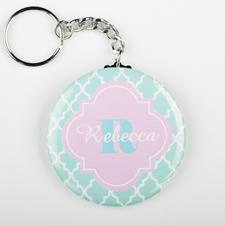 Sky Lavender Moroccan Personalized Button Keychain