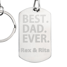 Best Dad Ever Personalized Dog Tag Keychain