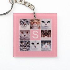 Pink Collage Personalized Acrylic Square Keychain