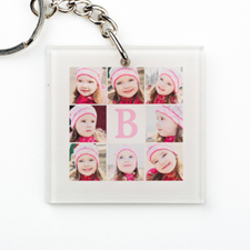 White Collage Personalized Acrylic Square Keychain
