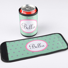 Mint Grey Polka Dot Personalized Can And Bottle Wrap