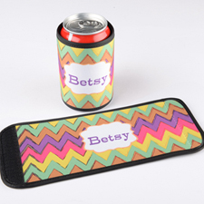 Rainbow Zig Zag Personalized Can And Bottle Wrap
