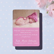 Baby Pink Birth Announcement Photo Magnet