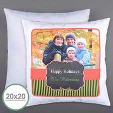 Classic Holiday Personalized Photo Large Pillow Cushion Cover 20