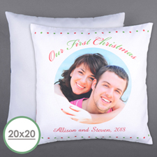 Our First Christmas Personalized Photo Large Pillow Cushion Cover 20