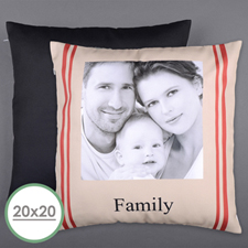 Stripe Family Personalized Photo Large Pillow Cushion Cover 20