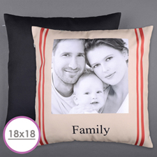 Stripe Family Personalized Photo Large Cushion 18