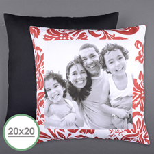 Red Floral Personalized Photo Large Pillow Cushion Cover 20