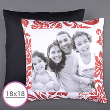 Red Floral Personalized Photo Large Cushion 18