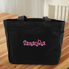 Personalized Embroidered Cotton Tote Bag, Black