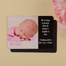 Personalized I Am A Girl Black Birth Announcement Photo Magnet