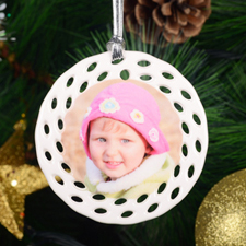 Personalized Photo Ceramic Round Filigree Ornament (Custom 1-Side)