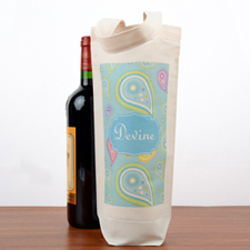 Floral Personalized Wine Cotton Tote