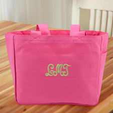Personalized Embroidered Cotton Tote Bag, Hot Pink
