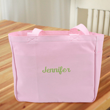 Personalized Embroidered Cotton Tote Bag, Pink