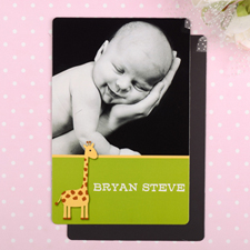 Giraffe Personalized Birth Announcement Photo Magnet 4x6 Large