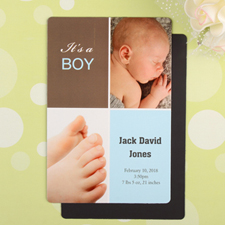 Boy Personalized Birth Announcement Photo Magnet 4x6 Large
