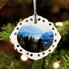 Personalized Photo Oval Filigree Landscape Ceramic Ornament (Custom 1-Side)