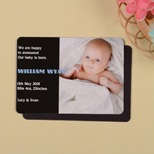 Personalized First Boy Black Birth Announcement Photo Magnet
