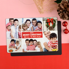 Merry Personalized Photo Christmas Magnet 4x6 Large