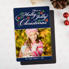 Holly Personalized Christmas Photo Magnet 4x6 Large
